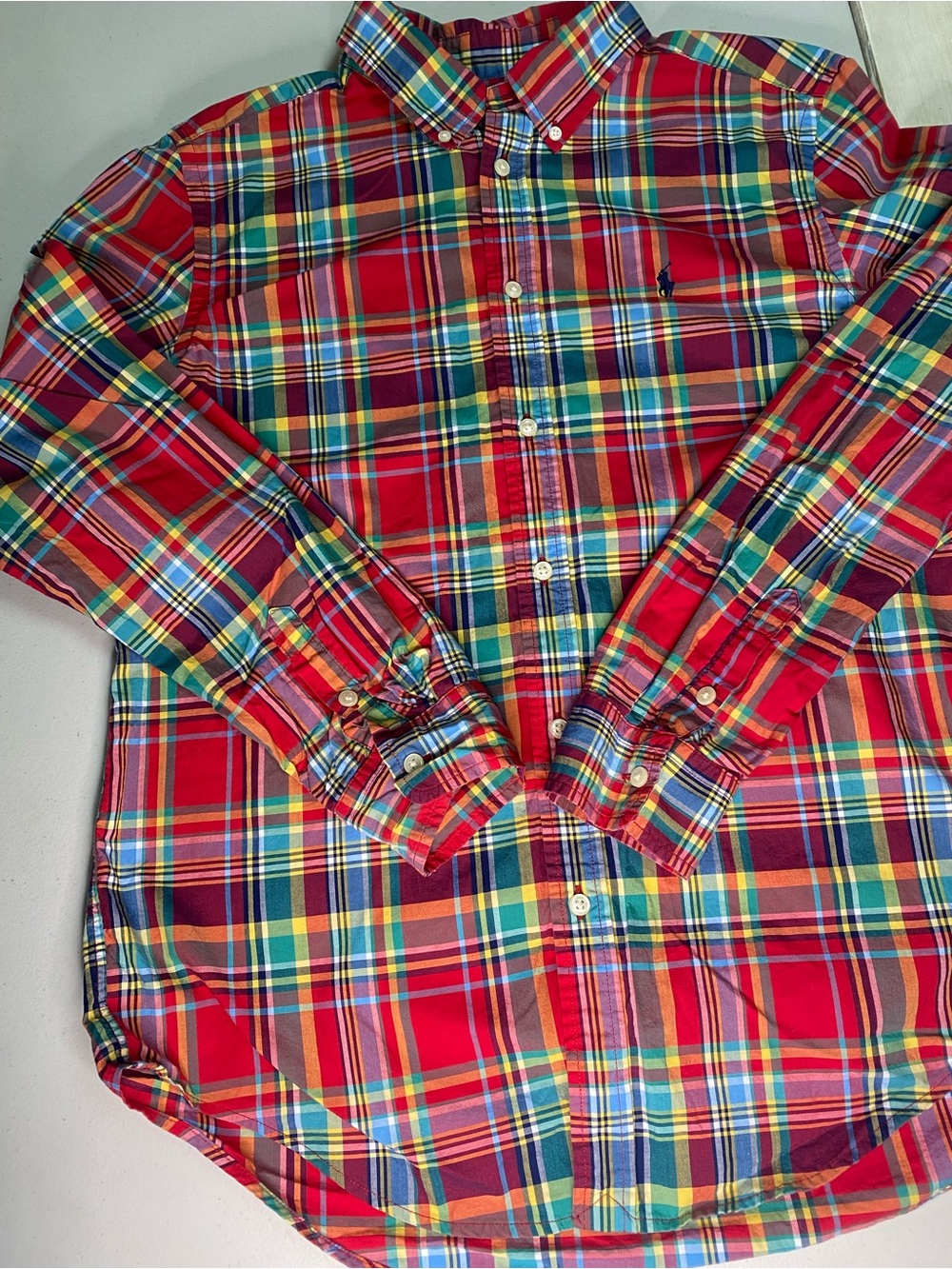 Ralph Lauren Red Multicolor Plaid Button-Down Shirt